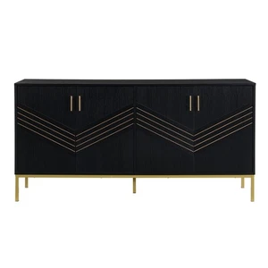 Sideboard Kommode Anrichte mit 4 Türen Stilvolles Design in Schwarz+Gold, 160 cm - Bild 1 von 13