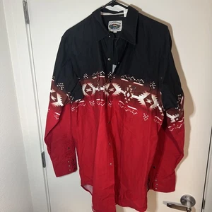 Vintage Western Shirt Size XL 80s 90s Cumberland 3 Tone Aztec SW Black Snaps - Picture 1 of 7