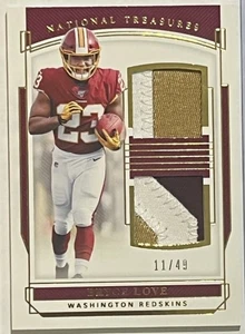 2019 National Treasures - Rookie Dual Materials Bryce Love #RDM-33 /49 (RC, MEM) - Picture 1 of 2