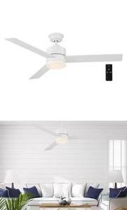 Hampton Bay Madison 52 in Integrated LED Soft Oak Glazed/Matte White Ceiling Fan - Picture 1 of 4