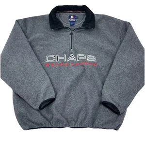 Vintage Ralph Lauren Chaps Sweater Men XL Gray Pullover Fleece Spell Out 90s - Picture 1 of 11