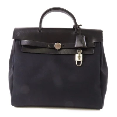 HERMES PHW Herbag Mochila Bolso de Mano Lona Negro Foto 1 de 4