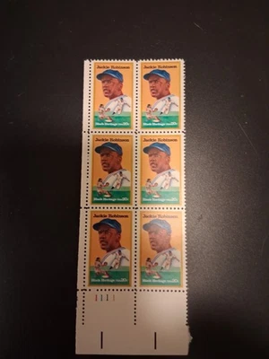 US Stamps, Scott #2016 Jackie Robinson 20c block of 6 1982 M/NH. Fresh - Image 1 of 2