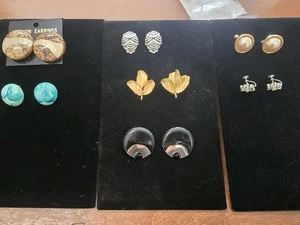 Clip On Earrings Bundle of 7 Pairs Vintage Clip & Screw Back Costume READ DESC. - Picture 1 of 21