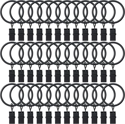 Paquete de 36 anillos de cortina con clips, clips para cortinas con anillos, colgadores cortinas anillos Foto 1 de 4