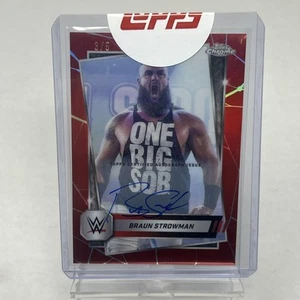 2025 Topps Chrome WWE Braun Strowman Rosso Marca Rosso Auto 3/5 Sigillato Redenzione - Foto 1 di 2