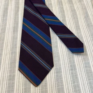 Vintage Club Room Striped Repp Tie Neck Tie Purple Handmade USA Silk 56X3.5 L#36 - Picture 1 of 14