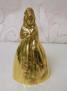Vtg Antique Polished Brass / Bronze Lady Maiden w Scarf Figural Tea Bell - Picture 1 of 7