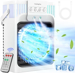 Portable Air Conditioner Cooling Fan with Remote, Quiet with 3 Speeds, 1200Ml Ev - Picture 1 of 12