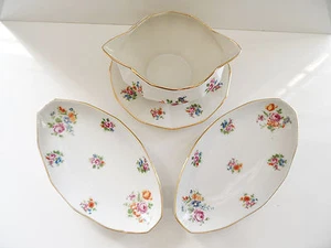 ANCIENNE SAUCIERE/SAUCIER DOUBLE BEC + RAVIER PORCELAINE MADE IN FRANCE ART DECO - Picture 1 of 5