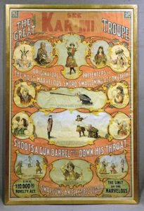 Póster impreso de Kar-Mi de principios del siglo XX de espectáculo paralelo mágico - Imagen 1 de 10