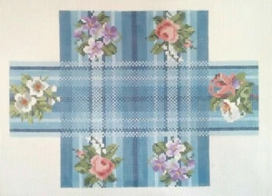 Susan TREGLOWN Designs needlepoint HP canvas BRICK COVER Floral Plaid 10m - Picture 1 of 4
