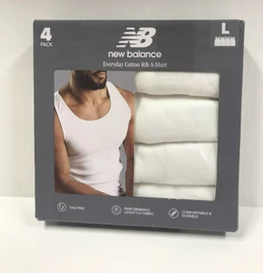 New In Box New Balance 4-Pack Everyday Cotton Rib A-Shirts - Men's Large - Picture 1 of 6