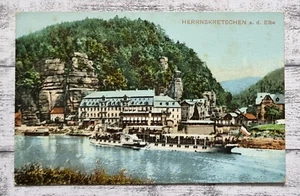 AK Herrnskretschen Elbe Hrensko Böhmen Schiff Ansichtskarte Postkarte Vintage - Bild 1 von 2