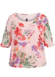 Camiseta de mujer Madonna Top de gasa estampado floral rosa claro N14070489 - Imagen 1 de 1