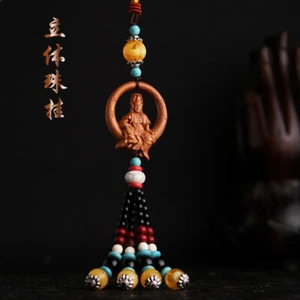 Wood Carving Free Guan Yin Goddess Kwan-yin Car Pendant Amulet Home Sculpture - Picture 1 of 5