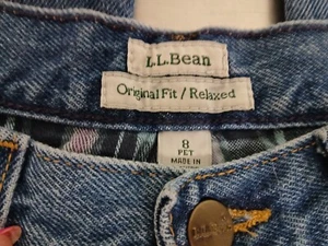 L.L. Jeans donna Bean 8 Petite Double L-RELAXED fit blu foderato in flanella nuovo con etichetta - Foto 1 di 13