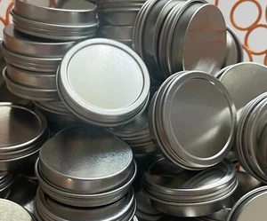 1/2 oz Metal Tin Jars with Lids Mini Tin Containers Aluminum Round Lot 40 NEW - Picture 1 of 3