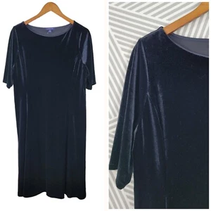 Lands End Velvet Dress size Large 14-16 Stretch Evening Special Event Velour - Picture 1 of 7