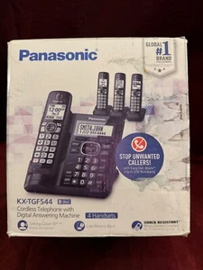 *Read* Panasonic KX-TGF544B 4 Handset 1.9 GHz One-Touch Call Cordless Phone - Zdjęcie 1 z 6