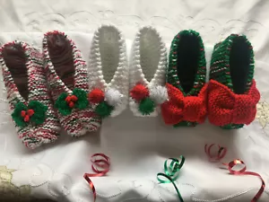 KNITTING PATTERN CHRISTMAS EVE BOX SLIPPER SOCKS 2 STRAND DK YARN 8YRS - ADULT - Picture 1 of 9
