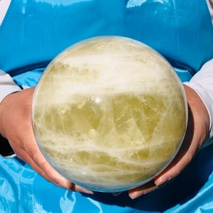 Grande sfera di cristallo giallo naturale 8,69 libbre quarzo sfera citrino minerale guarigione - Foto 1 di 13