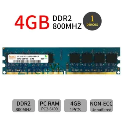 4GB DDR2 PC2-6400U 800MHz 2Rx8 240Pin Desktop Memory Computer DIMM RAM For Hynix - Image 1 of 4