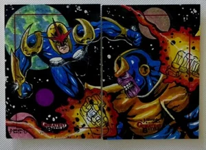 2012 Rittenhouse Marvel Greatest Battles Puzzle Sketch Thanos Nova Julius ABRERA - Picture 1 of 7