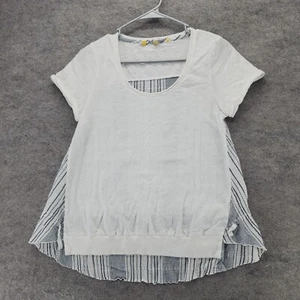 Little Yellow Button Shirt Womens Small Short Sleeve White Anthropologie - Picture 1 of 6