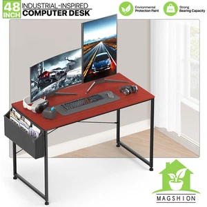 Modern Teak Wood 47"Computer PC Desk Home Workstation Office Desktop Table w/Bag - Picture 1 of 12