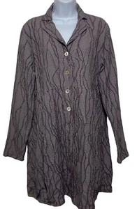 Locker geschnittenes Kleid Damen Größe M Knopfleiste Langarm Geometrisches Muster Lagenlook USA - Bild 1 von 9