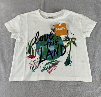 Gymboree Girls White Short Sleeve Love This Land Tshirt Size XS - Image 1 of 4