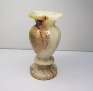 VINTAGE NATURAL MARBLE ONYX STONE DECORATIVE BUD VASE SMALL 10.5cm TALL - Picture 1 of 10