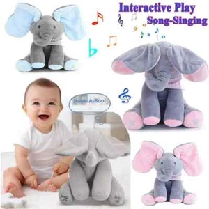 Peek-a-boo Soft Elephant Doll Baby Plush Kids Toy Singing Stuffed Animated Gift - Picture 1 of 11