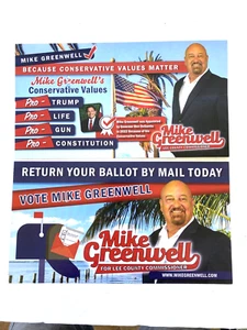 Anuncio de reelección de comisionado Lee Co FL leyenda de los Medias Rojas 2 Diff Mike Greenwell 2024 - Imagen 1 de 2