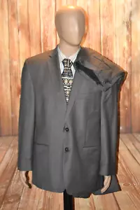 Calvin Klein Men Lord & Taylor Gray Wool Dual Vent 2 Button Suit Sz 46R Wst 39 - Picture 1 of 17