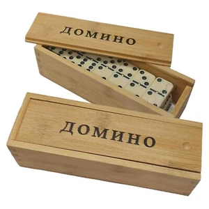 Juego ruso dominó juego de mesa blanco en caja de madera Игра Домино - Imagen 1 de 1