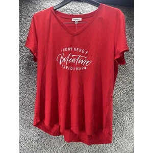 Women’s Graphic Tshirt I Don’t Need A Valentine I Need A Nap Red XLarge - Picture 1 of 10