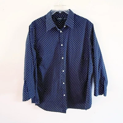 Top Lauren Ralph Lauren Mujer Algodón Lunares Abotonado Clásico Preppy Oficina Foto 1 de 4