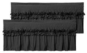 2 Pack Black Ruffle Window Valances – Handcrafted Bow Tie Blackout Curtain Va... - Picture 1 of 7