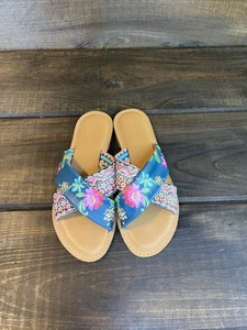 Sandalias Johnny Was Sonoma Boho Floral Banda Cruzada Cuero Toboganes Mujer Talla 8 - Imagen 1 de 12