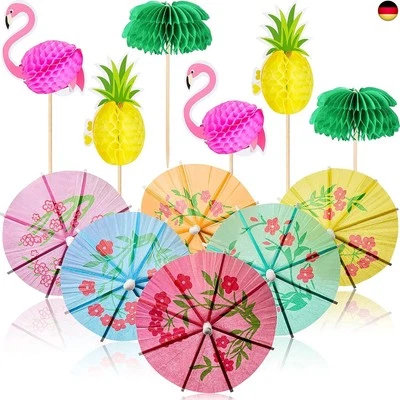 60 Stücke Cocktail Party Dekorationen, einschließlich 3D Flamingo Ananas C - Bild 1 von 4