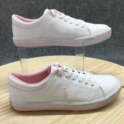 Polo Ralph Lauren Zapatos Jóvenes Niñas 7 Tenis Madera de Olmo Blanco Con Cordones Parte Superior Baja Foto 1 de 4