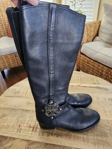 Botas de montar de cuero Tory Burch Amanda para mujer talla 8M logotipo - Imagen 1 de 19