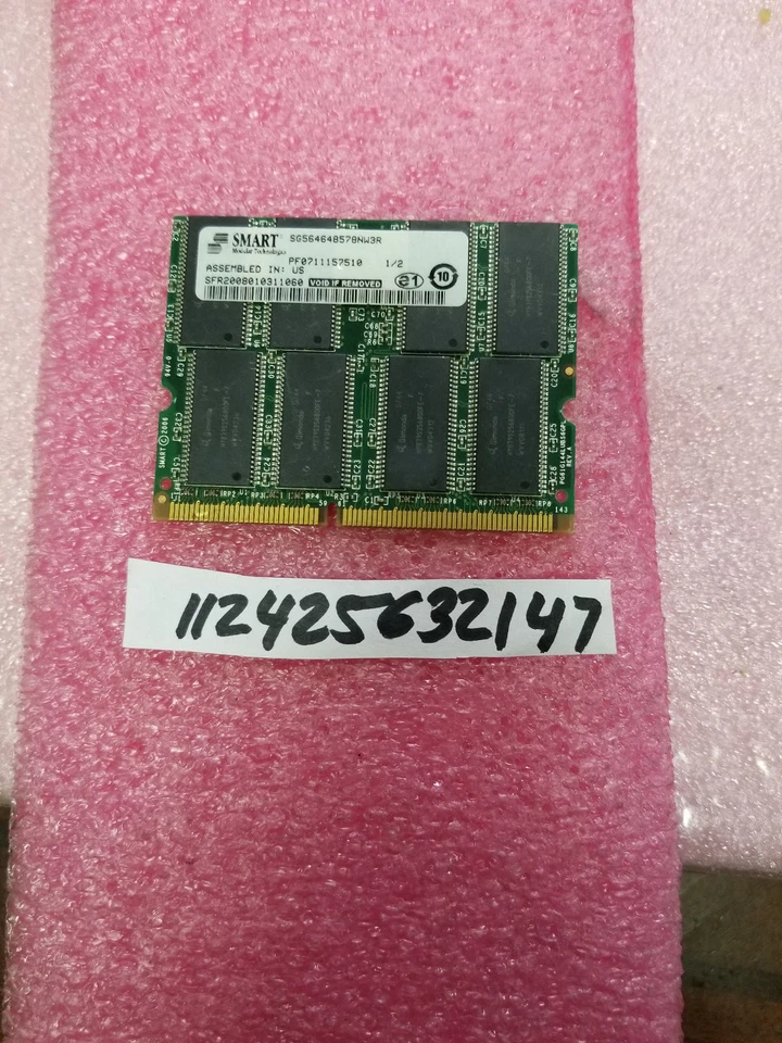 Smart Modular 512MB PC133 133MHz non-ECC Unbuffered 144-Pin SoDimm Memory Module - Image 1 of 1