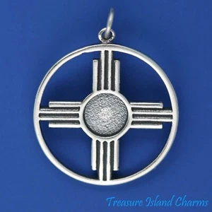 Zia Native American Sun Symbol New Mexico 925 Sterling Silver Charm Pendant - Picture 1 of 5