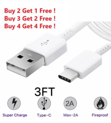 For Samsung Galaxy S9 S10 Plus Note 8 N9 OEM 6ft USB C Cable Type C Fast Charger - Image 1 of 3