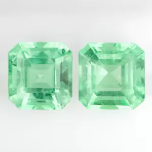 4,69ct SMARAGDPAAR STEPPEN TROPFEN OHRRINGE ASSCHER GESCHNITTEN QUADRATISCH LOSE NATÜRLICHE PASTELL - Bild 1 von 1