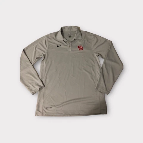Gray Nike Dri-Fit UH Houston Cougars Long Sleeve Polo Shirt Men's S Small Cover