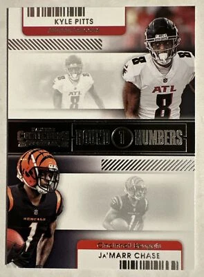 2021 Panini Contenders #RN-KPI Kyle Pitts / Ja'Marr Chase Round Numbers - Image 1 of 2